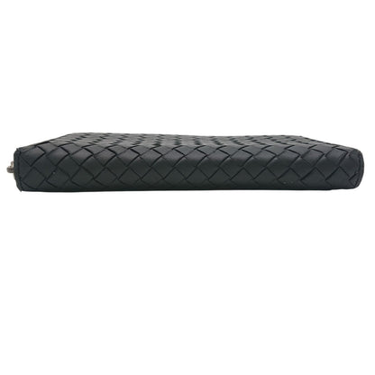 Bottega Veneta Intrecciato Round Zip Wallet Black — view 7