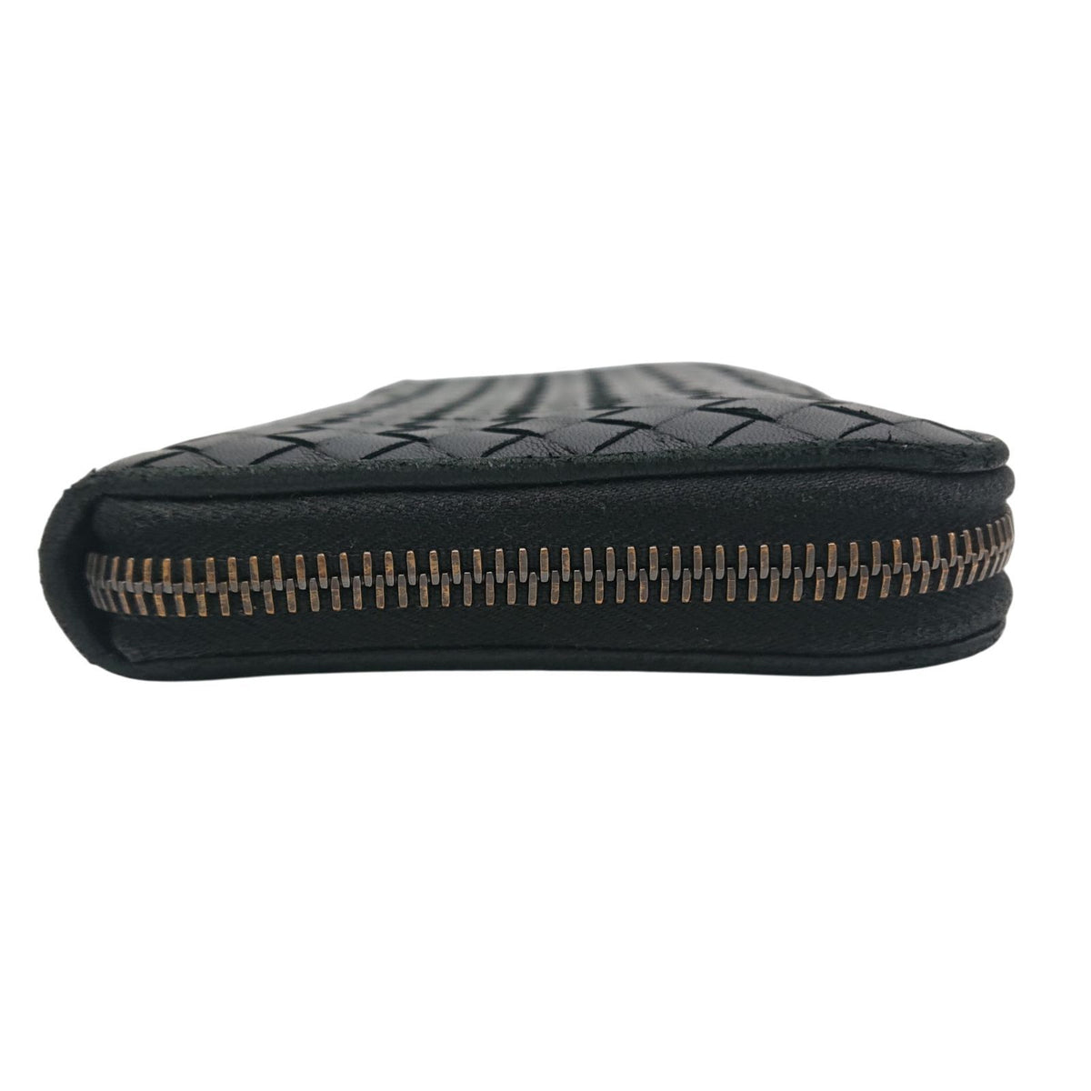 Bottega Veneta Intrecciato Round Zip Wallet Black — view 5