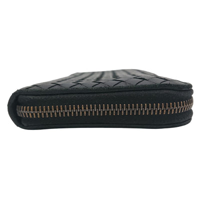 Bottega Veneta Intrecciato Round Zip Wallet Black — view 5