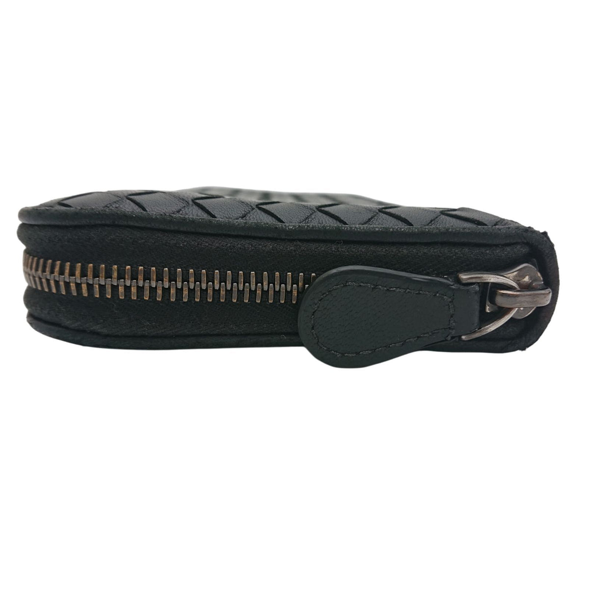 Bottega Veneta Intrecciato Round Zip Wallet Black — view 4