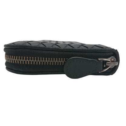 Bottega Veneta Intrecciato Round Zip Wallet Black — view 4
