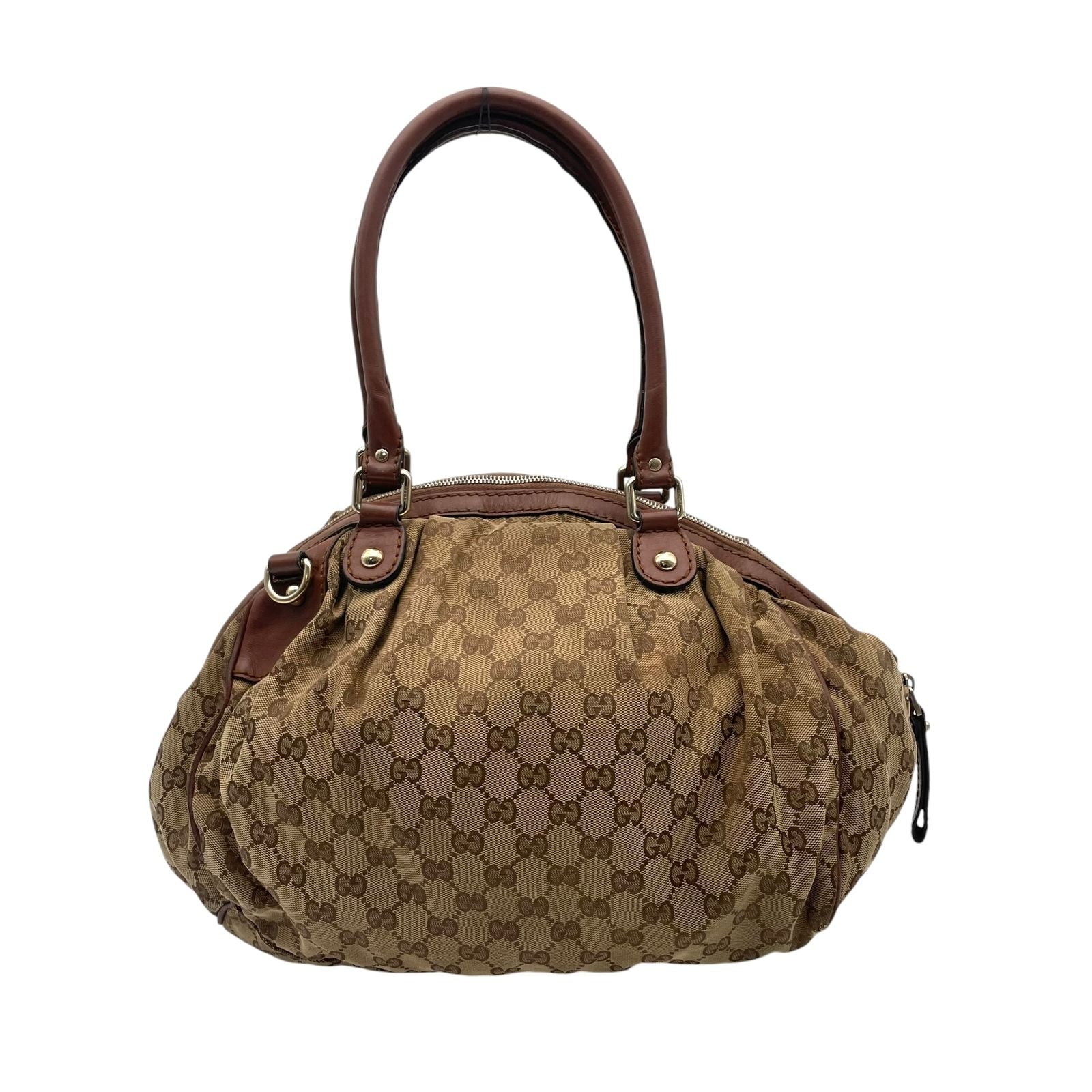 Gucci Sukey GG Canvas Leather 2-Way Tote Shoulder Bag Crossbody Brown Gold — view 3