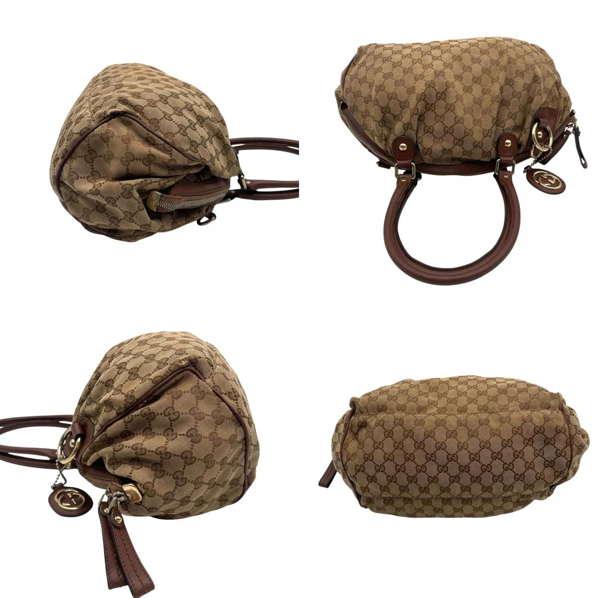 Gucci Sukey GG Canvas Leather 2-Way Tote Shoulder Bag Crossbody Brown Gold — view 6