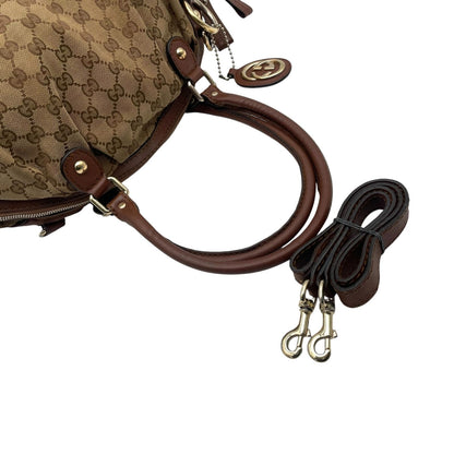 Gucci Sukey GG Canvas Leather 2-Way Tote Shoulder Bag Crossbody Brown Gold — view 5