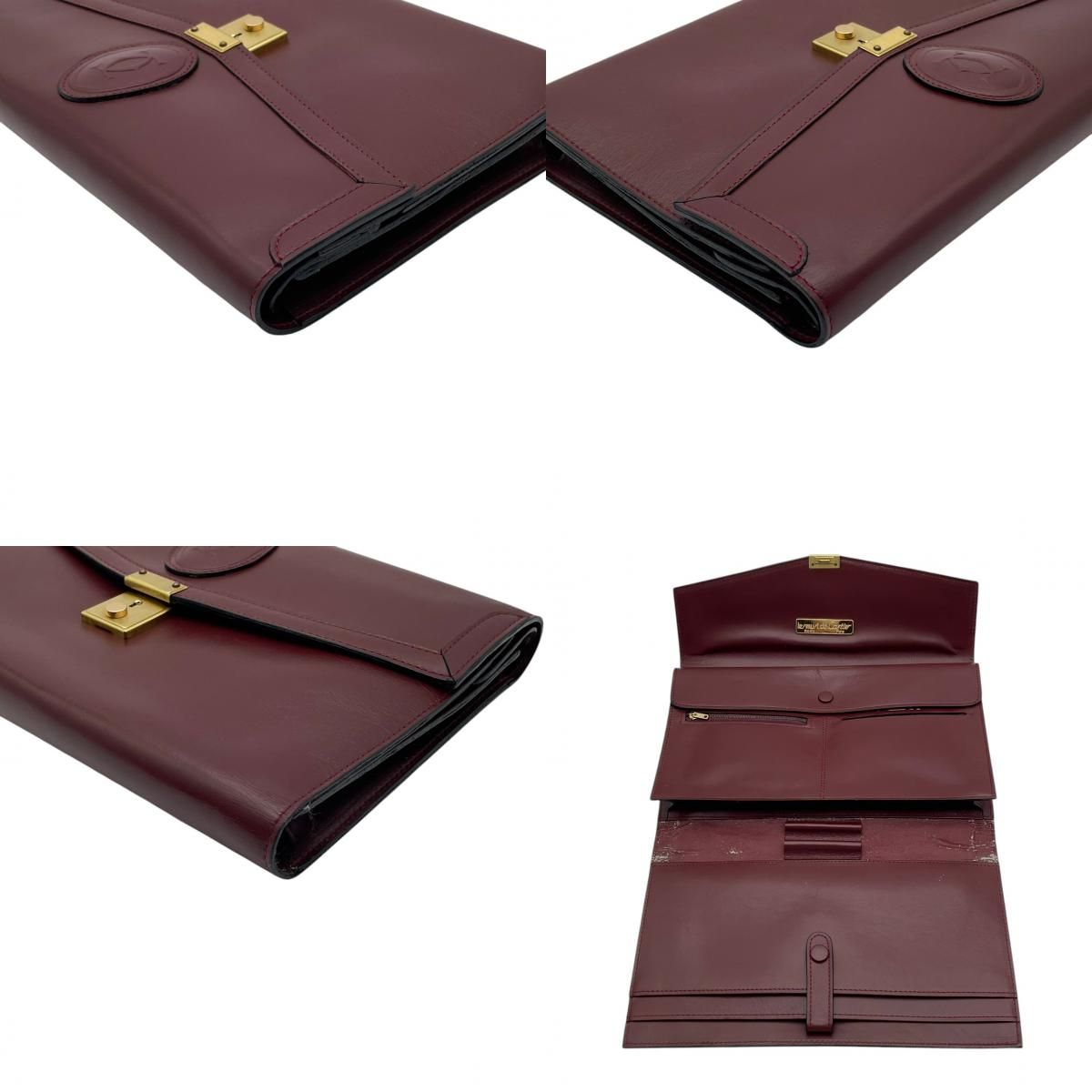 Cartier Must Line Must de Cartier Leather Clutch Handbag Flap Lock 2C Motif — view 7
