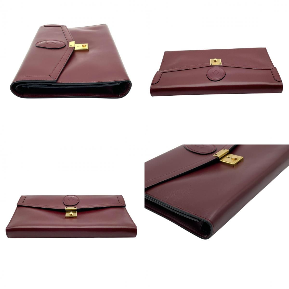 Cartier Must Line Must de Cartier Leather Clutch Handbag Flap Lock 2C Motif — view 6