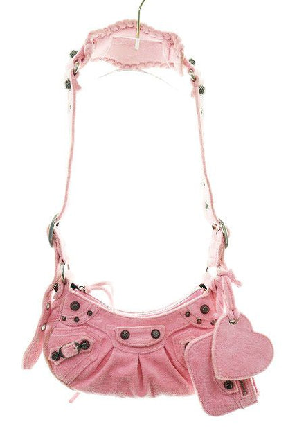 Balenciaga Pink Terry Fabric le Cagole XS Shoulder Bag Fabricle — view 3