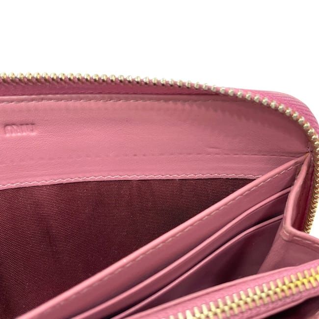 Miu Miu Zip Around Wallet Leather Embossed Pink Vintage — view 5
