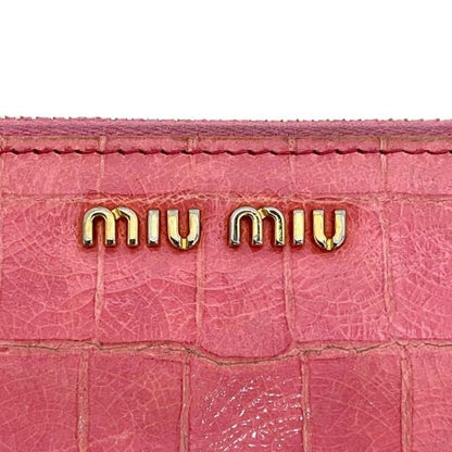 Miu Miu Zip Around Wallet Leather Embossed Pink Vintage — view 6
