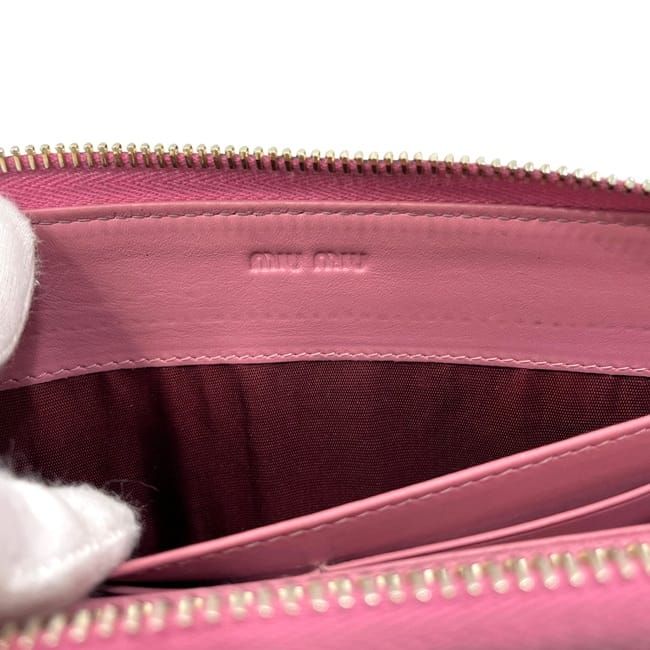 Miu Miu Zip Around Wallet Leather Embossed Pink Vintage — view 4