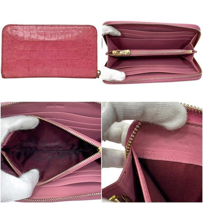 Miu Miu Zip Around Wallet Leather Embossed Pink Vintage — view 2