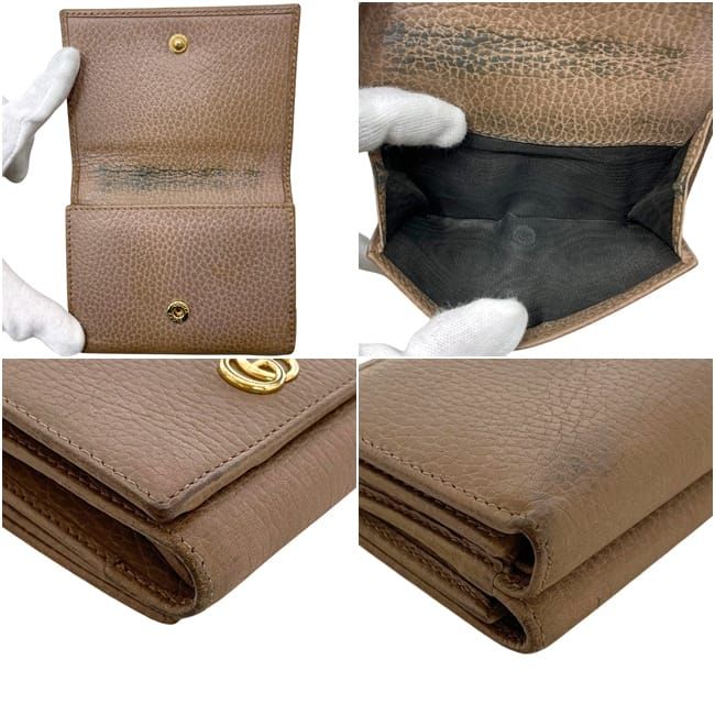 Gucci Trifold Wallet Compact GG Marmont Leather Beige — view 3