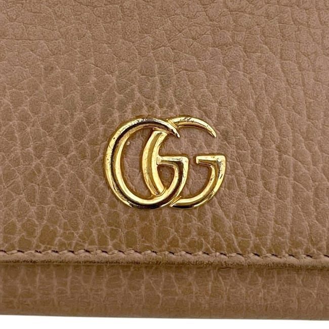 Gucci Trifold Wallet Compact GG Marmont Leather Beige — view 7