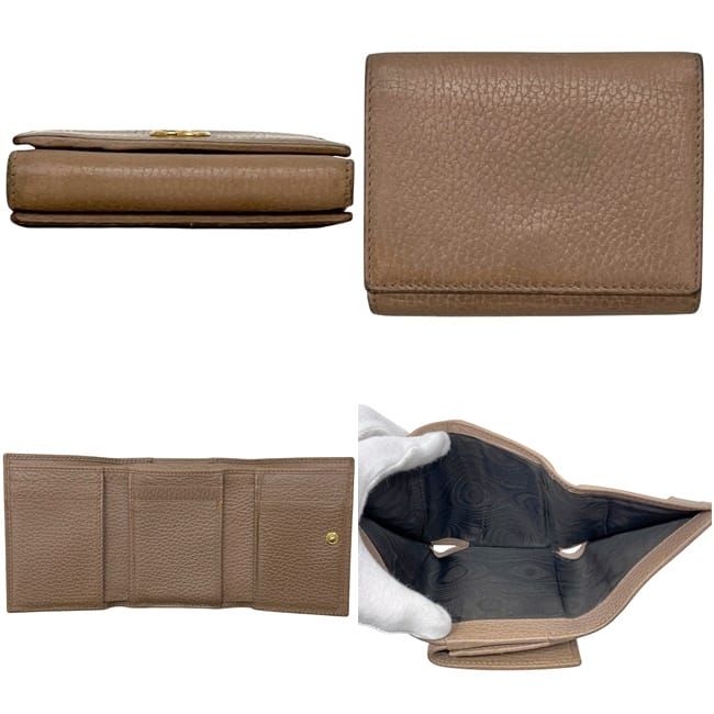 Gucci Trifold Wallet Compact GG Marmont Leather Beige — view 2