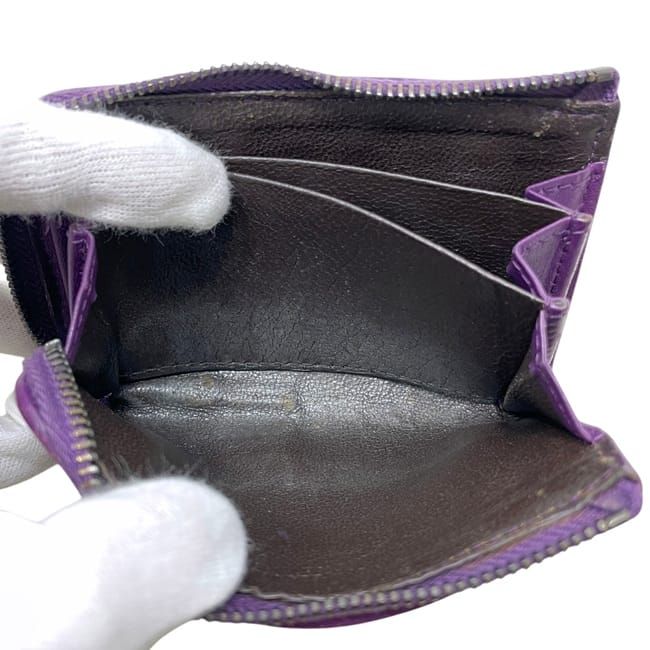 Bottega Veneta Coin Purse L-shaped Zipper Intrecciato Leather Purple — view 3