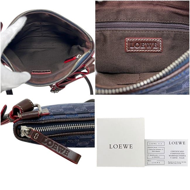 Loewe Shoulder Bag Repeat Anagram Crossbody 330.80.003 Canvas Leather Navy Blue — view 4