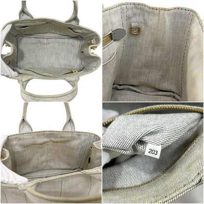Prada 2-Way Tote Canapa Canvas Gray Vintage Crossbody Handbag — view 3