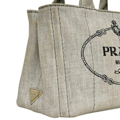 Prada 2-Way Tote Canapa Canvas Gray Vintage Crossbody Handbag — view 7
