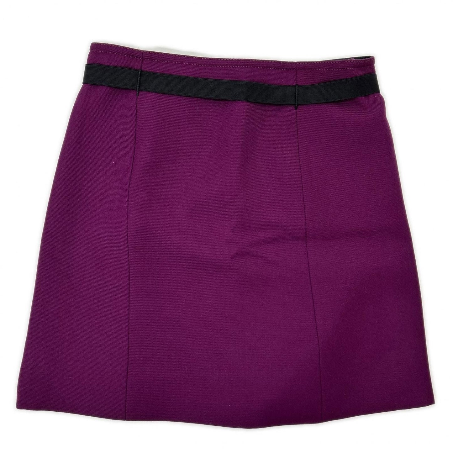 Gucci Zu 024 Purple Wool Leather Skirt 40 — view 2