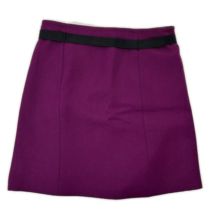 Gucci Zu 024 Purple Wool Leather Skirt 40 — view 2