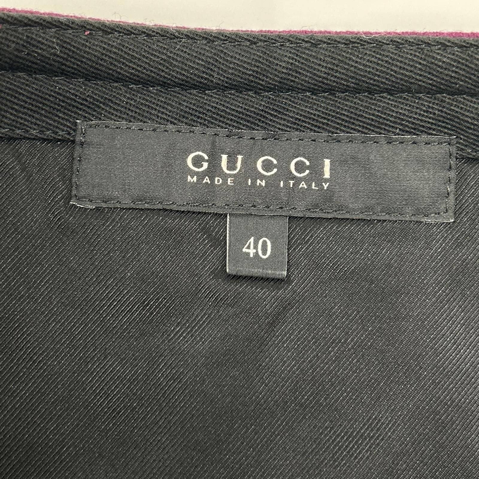 Gucci Zu 024 Purple Wool Leather Skirt 40 — view 3