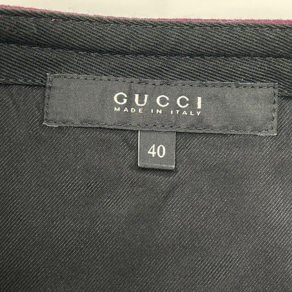 Gucci Zu 024 Purple Wool Leather Skirt 40 — view 3
