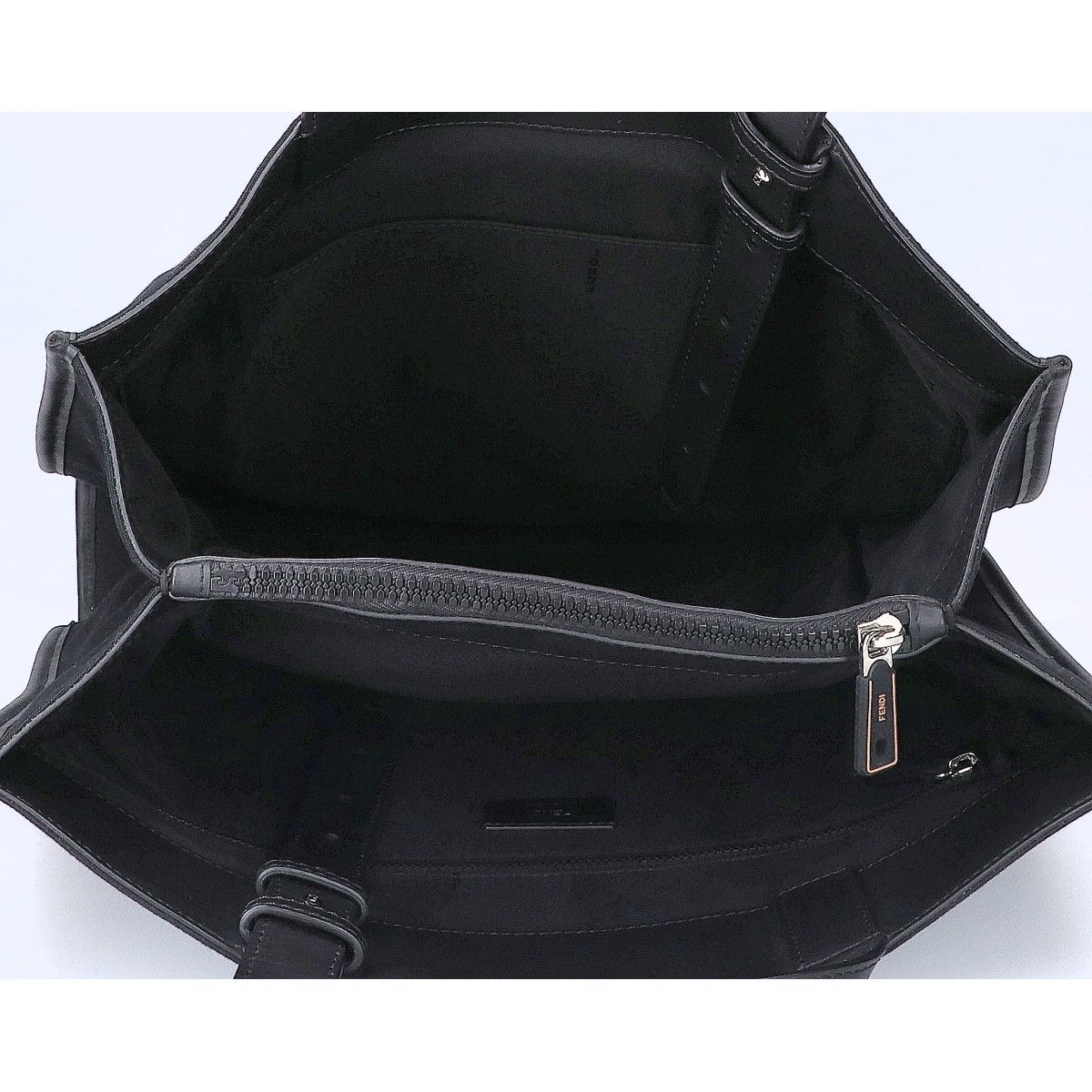 Fendi Rubber Logo Canvas Leather Tote Bag — view 6