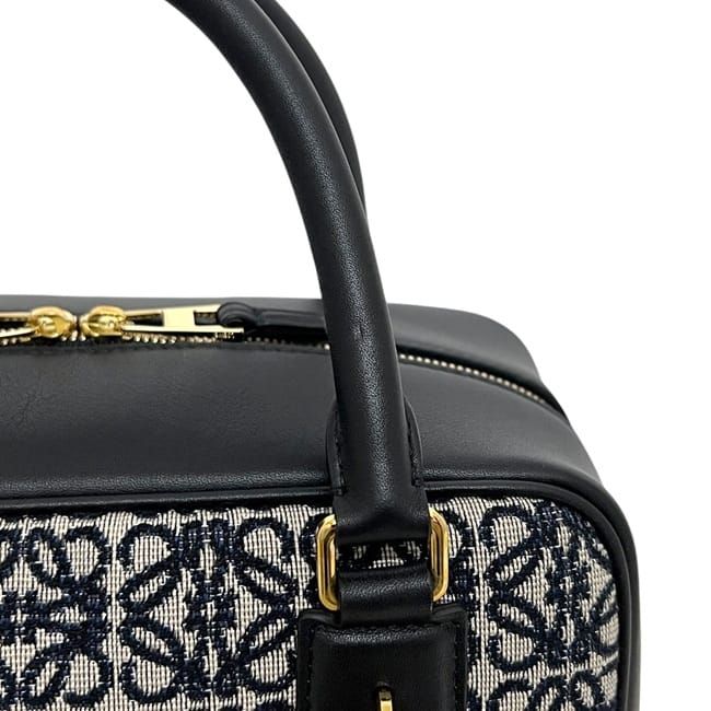 Loewe 2-Way Bag Amazona 19 Handbag Anagram Canvas Leather Black Navy — view 8