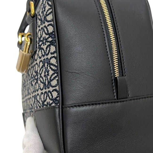 Loewe 2-Way Bag Amazona 19 Handbag Anagram Canvas Leather Black Navy — view 6