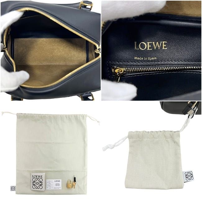 Loewe 2-Way Bag Amazona 19 Handbag Anagram Canvas Leather Black Navy — view 3