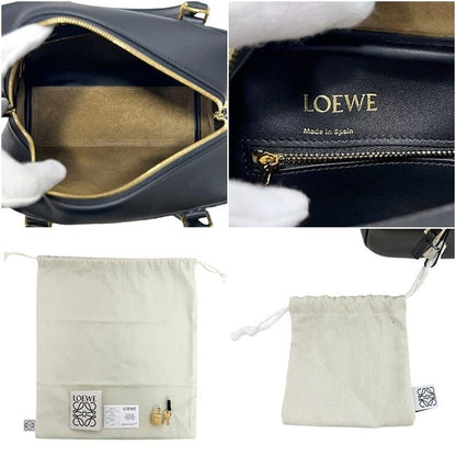 Loewe 2-Way Bag Amazona 19 Handbag Anagram Canvas Leather Black Navy — view 3