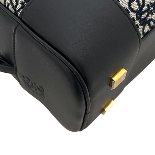 Loewe 2-Way Bag Amazona 19 Handbag Anagram Canvas Leather Black Navy — view 7