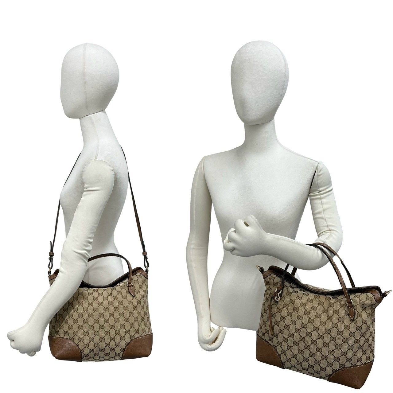 Gucci GG Pattern Canvas Leather 2-Way Shoulder Bag Tote Brown — view 2