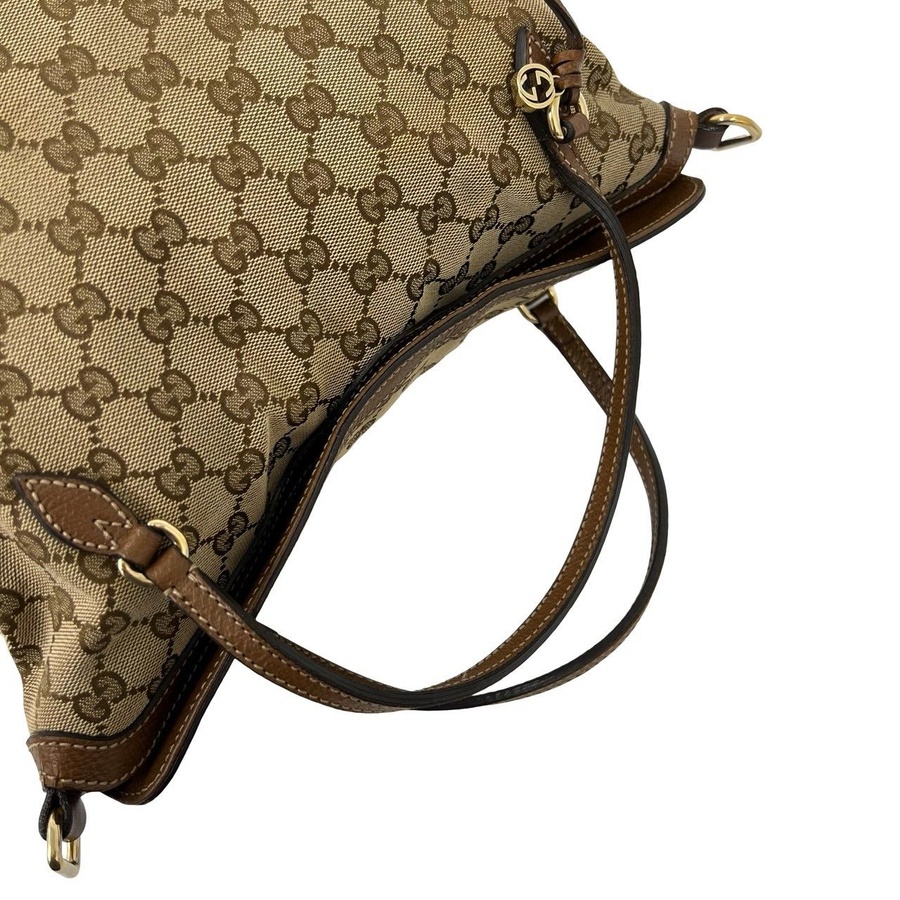 Gucci GG Pattern Canvas Leather 2-Way Shoulder Bag Tote Brown — view 4