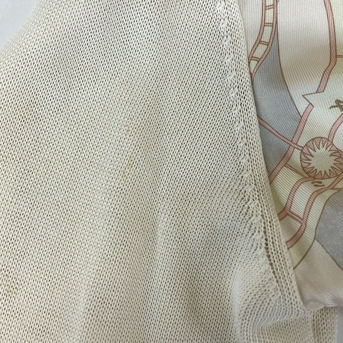 Hermes Cardigan Ivory Light Gray Multi Long Sleeve L — view 7