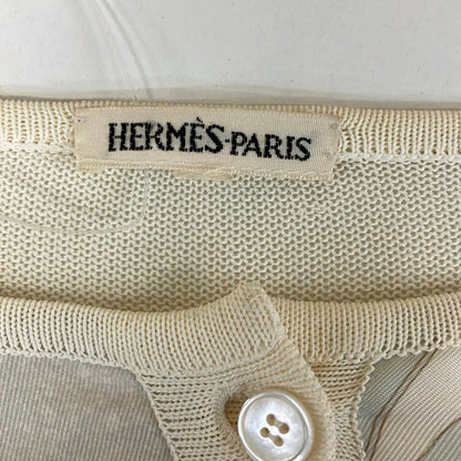 Hermes Cardigan Ivory Light Gray Multi Long Sleeve L — view 3