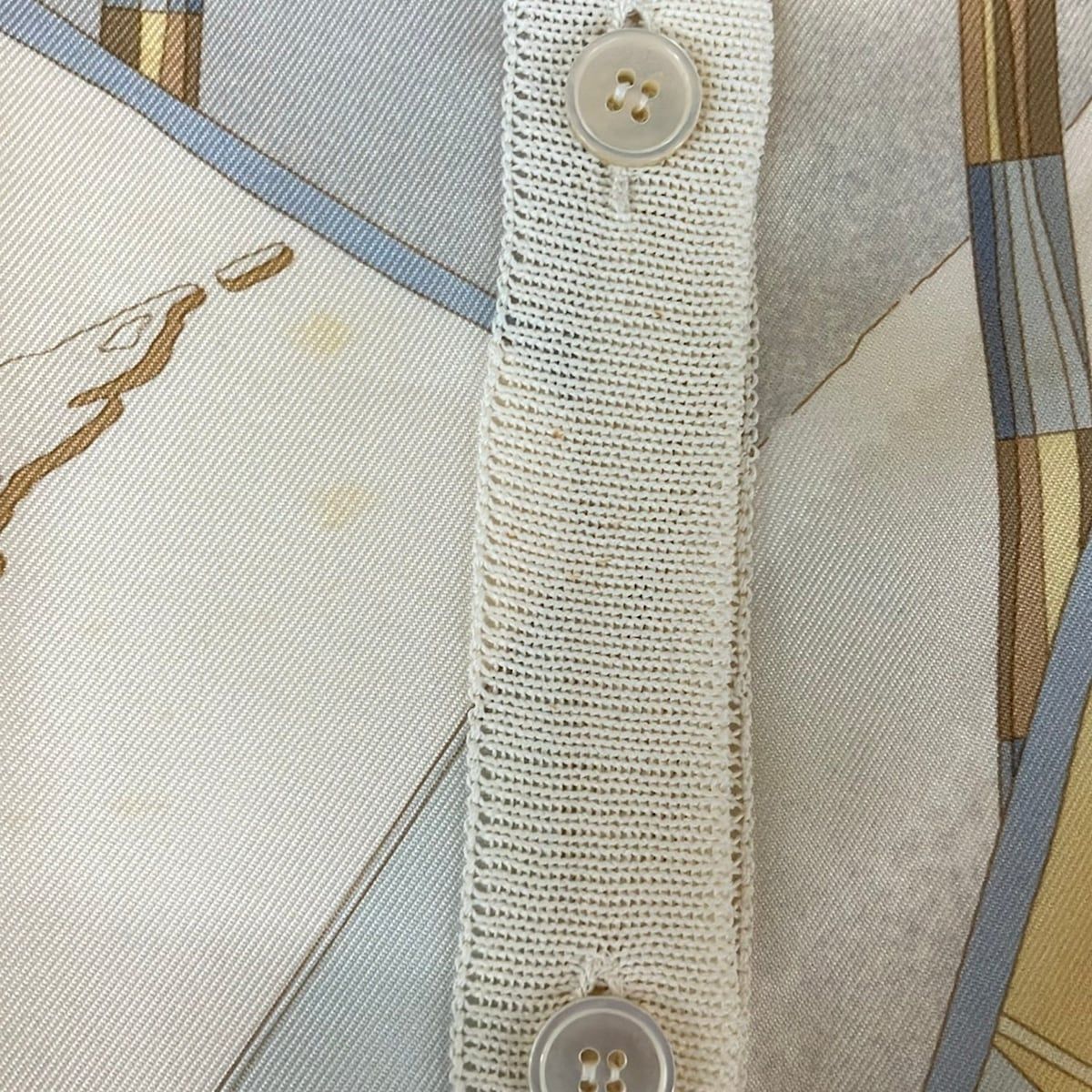 Hermes Cardigan Ivory Light Gray Multi Long Sleeve L — view 8