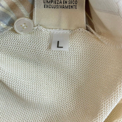 Hermes Cardigan Ivory Light Gray Multi Long Sleeve L — view 5