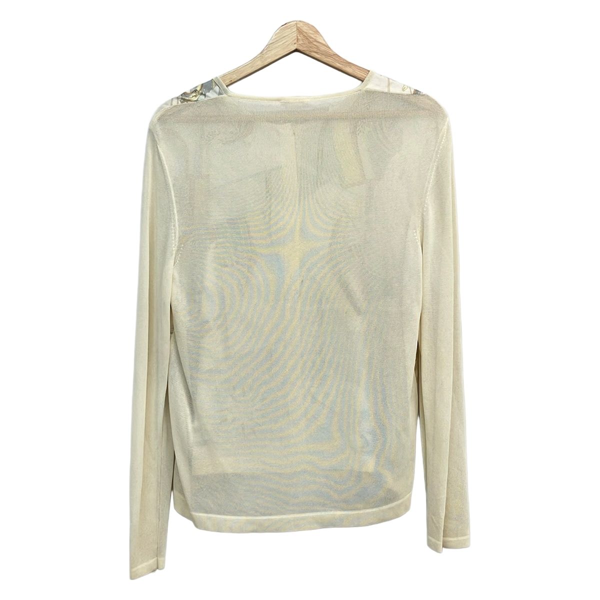 Hermes Cardigan Ivory Light Gray Multi Long Sleeve L — view 2