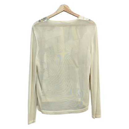 Hermes Cardigan Ivory Light Gray Multi Long Sleeve L — view 2