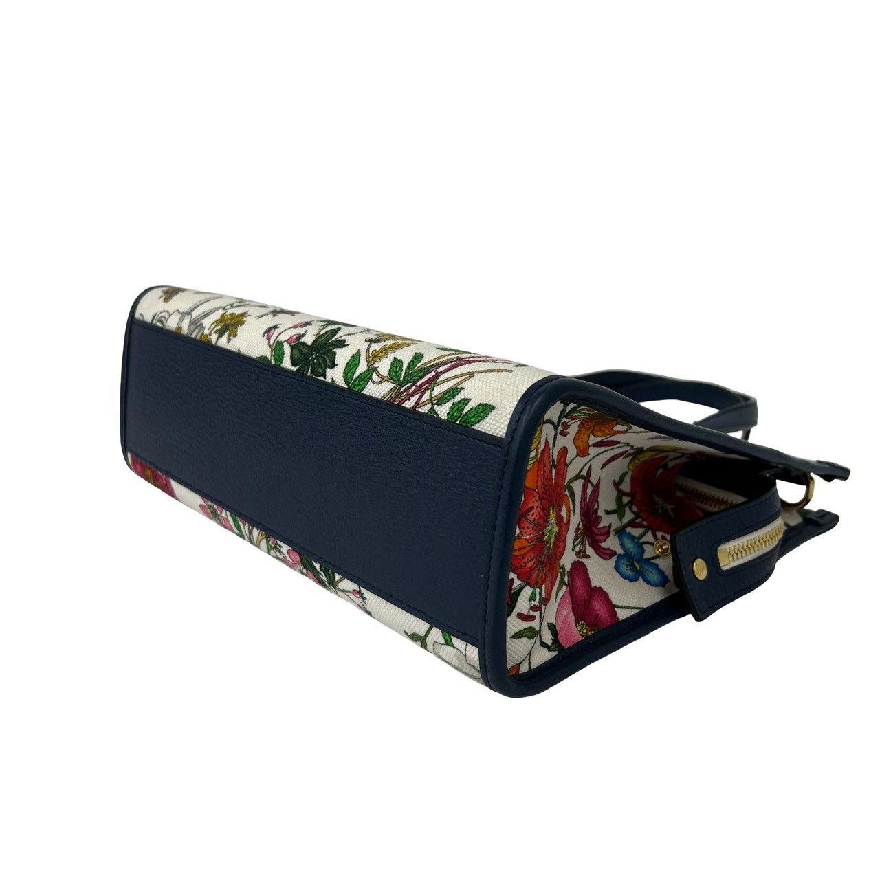 Gucci Flora GG Logo Canvas Leather 2-Way Shoulder Bag Navy Multicolor — view 8