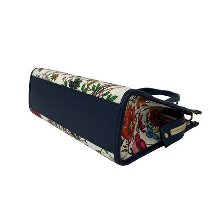 Gucci Flora GG Logo Canvas Leather 2-Way Shoulder Bag Navy Multicolor — view 8