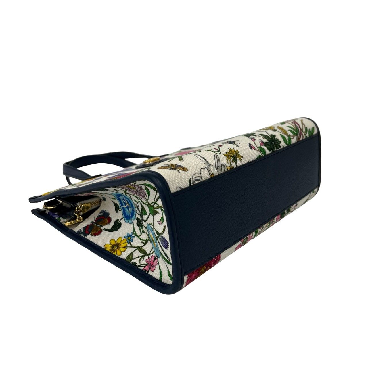 Gucci Flora GG Logo Canvas Leather 2-Way Shoulder Bag Navy Multicolor — view 7
