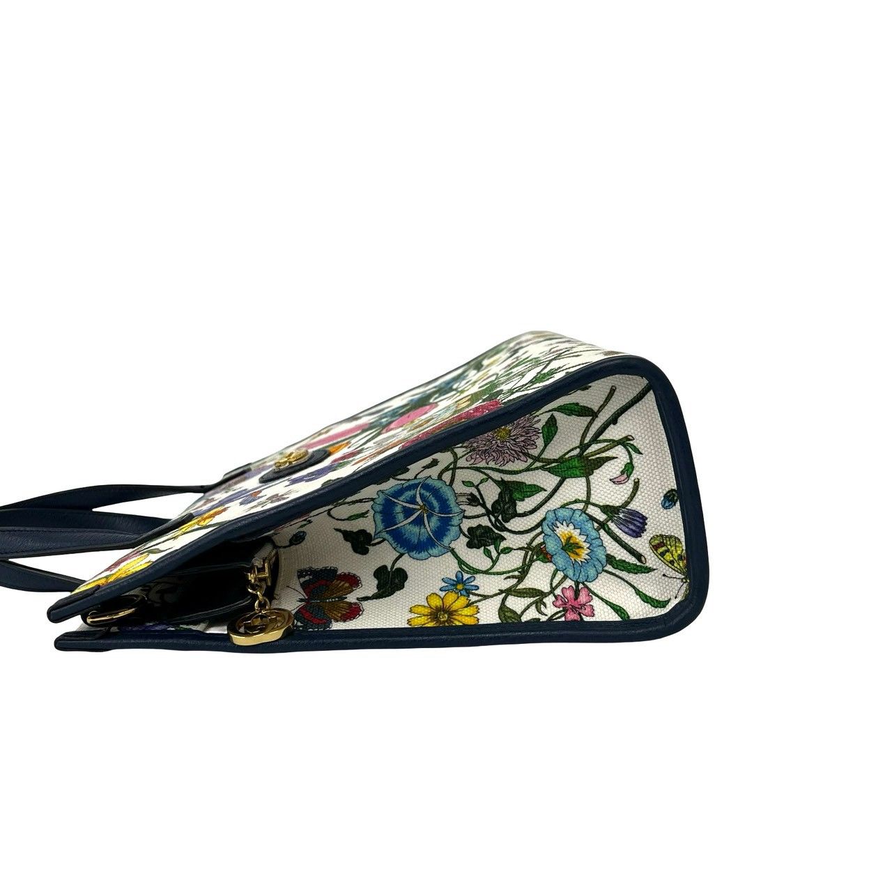 Gucci Flora GG Logo Canvas Leather 2-Way Shoulder Bag Navy Multicolor — view 5