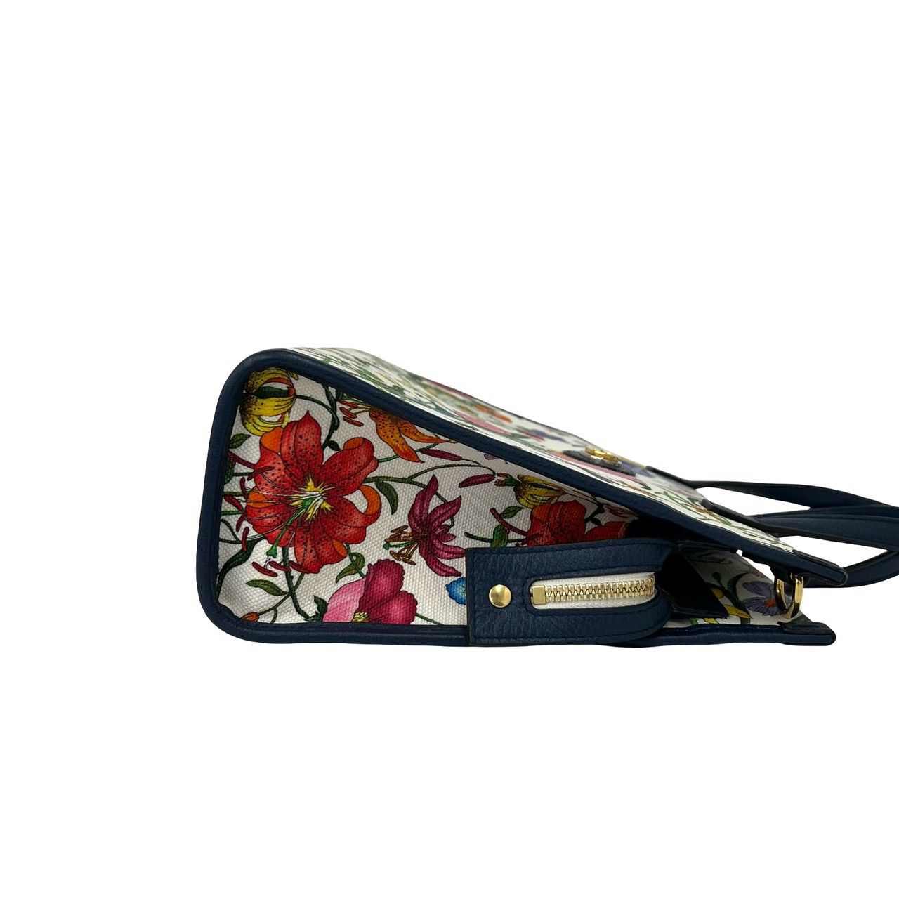 Gucci Flora GG Logo Canvas Leather 2-Way Shoulder Bag Navy Multicolor — view 6