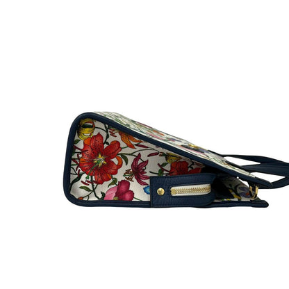 Gucci Flora GG Logo Canvas Leather 2-Way Shoulder Bag Navy Multicolor — view 6