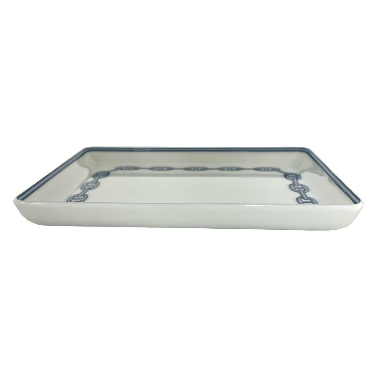Hermes Chaine D'Ancre Pattern Plate Square Ceramic Case White Blue — view 7