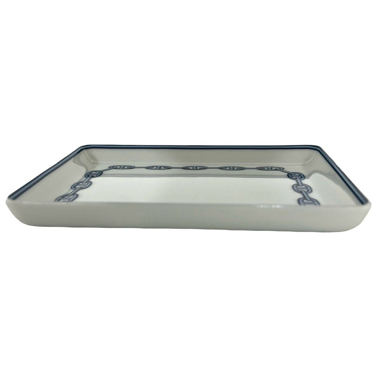 Hermes Chaine D'Ancre Pattern Plate Square Ceramic Case White Blue — view 4