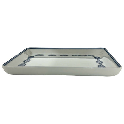 Hermes Chaine D'Ancre Pattern Plate Square Ceramic Case White Blue — view 4