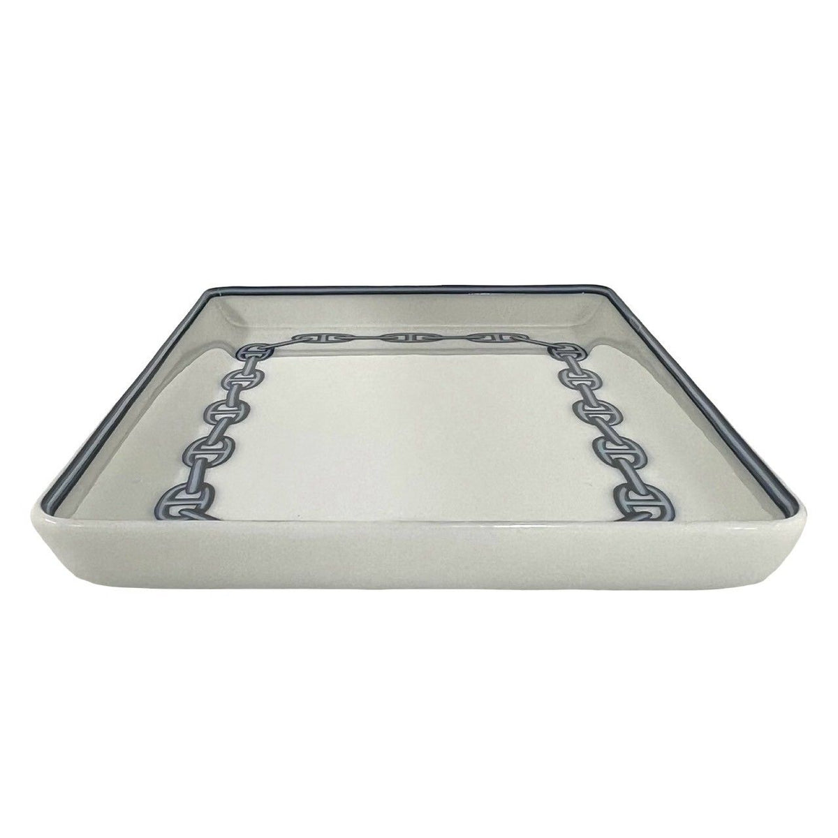 Hermes Chaine D'Ancre Pattern Plate Square Ceramic Case White Blue — view 6